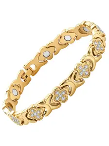 City Fashion Copper Bracelets for Women, Ultra Strength Magnetic Bracelet with 3800 Gauss Magnets & Sparkling Cubic Zirconia, Adjustable,charm bracelet Rhinestone Decorated Bangle-MothersDayGift