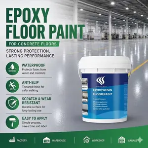 Epoxy Floor Paint Kit - Waterproof Self-Leveling Non-Slip Garage & Concrete Floor Coating, Heavy Duty