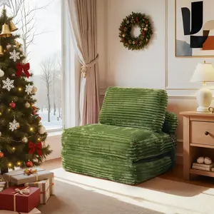 OOSWIFT 36''Corduroy Folding Sofa Bed, Convertible Sleeper Chair with Pillow Foldable Mattress with Back Support; Single & Double Size