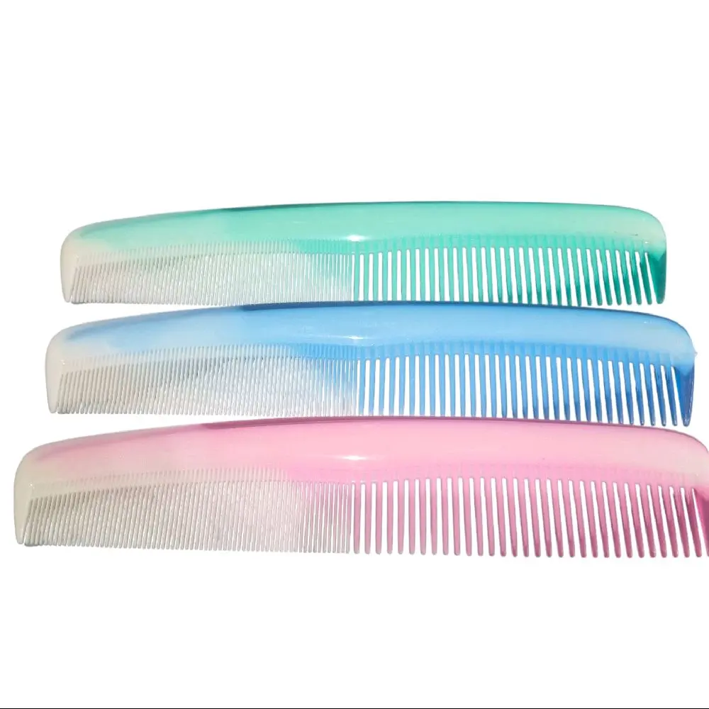 3 pcs premium quantity plastic comb pink blue green colors durable & smooth treeth for easy grooming
