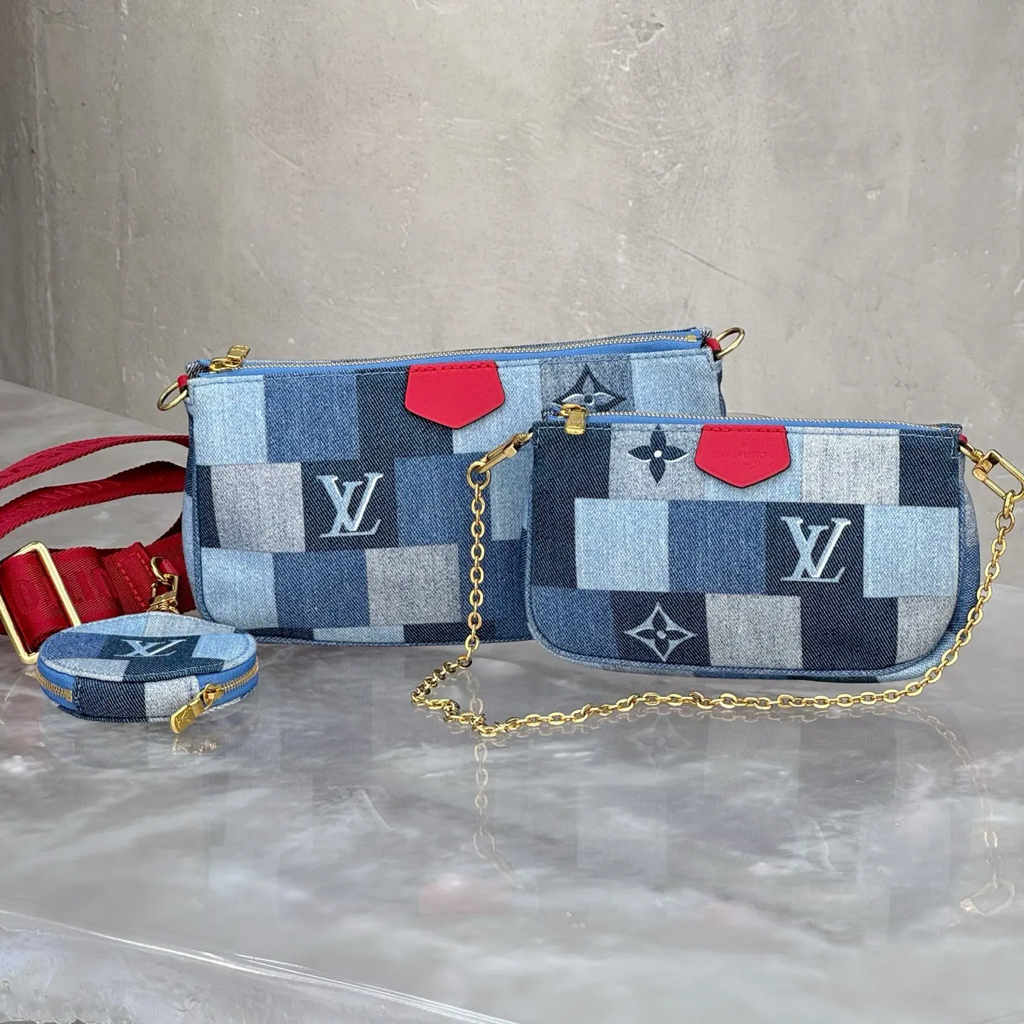 Pre-owned Denim Crossbody Bags Louis Vuitton Multi Pochette Crossbody