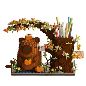 Capybara Miniature Bricks - Cute Animals & Flower Building Blocks, Capybara Gift Toys, Capybara Pen Holder & Desk Organizer for 6 Year Olds, Crafts