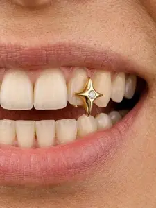 1PCS Hip Hop Star Teeth Grillz With Cubic Zirconia Single Caps Charm Grills For Men Women Jewelry Tooth Gem Teeth Accessory