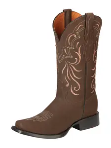 El General Women's Rodeo Boots - Nubuck Leather - Camel   44849