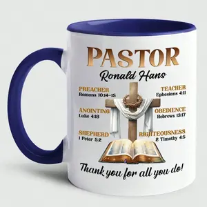 Pastor Appreciation 11oz Ceramic Mug Cross Bible Inspirational Coffee Cup Religious Drinkware For Christian Preachers Teachers And Shepherds Perfect Holiday Daily Home Office Gift For Men And Women