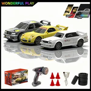 1/43 Mini 4WD RC Stunt Car - 2.4GHz Proportional Control High-Speed Classic Legends, Rechargeable Dual Tires, Adjustable Underglow Lights, USB Rechargeable Desktop Toy, Kids' Birthday Gift Kit