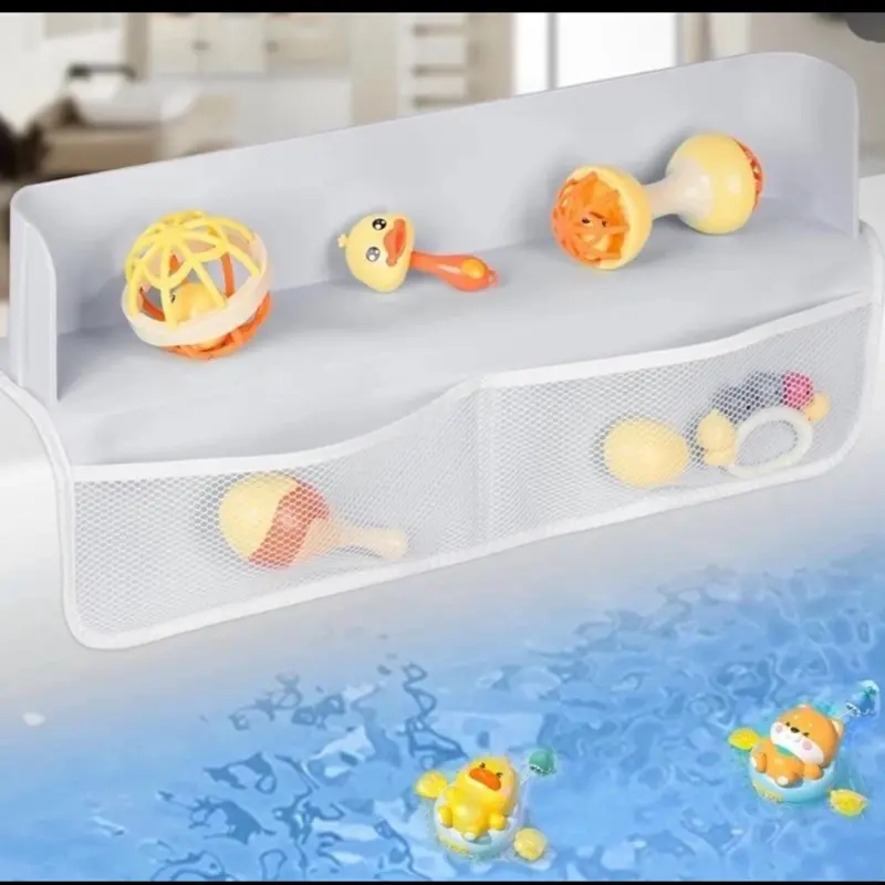 21.65" Bathtub Splash Guard & Bath Shelf Bath Tray for  Storage