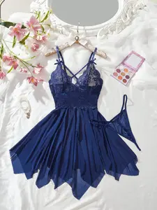 Plus Size Women's Loungewear Sleep Dress 2-Piece Set, Soft Fabric, Adjustable Straps, All Seasons, Perfect Valentine's Gift