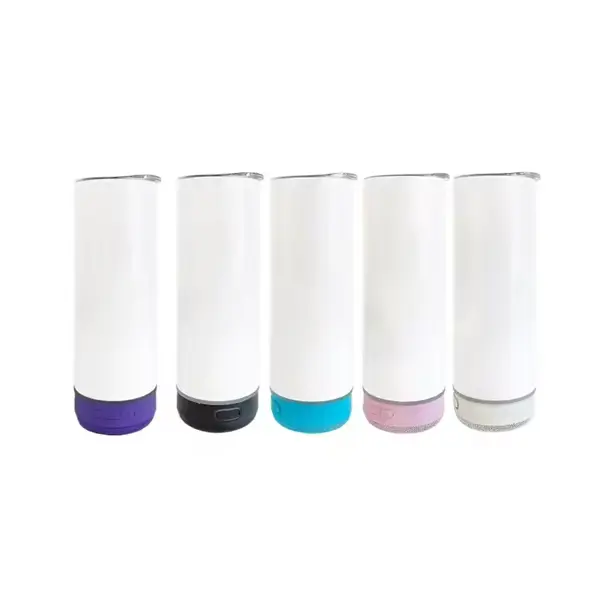 20 oz Speaker bluetooth Sublimation Tumblers Custom 20oz Straight USB Stainless Steel Insulated Bottle Cup Wireless Music Player