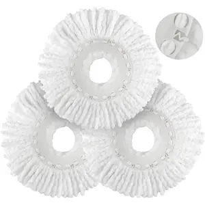 Spin Mop Replacement Head For Hurricane 360° Spin Mop Systems, Microfiber Spin Mop Head, Round Shape Standard Universal Size Magic Mop Refill, 3 Pack