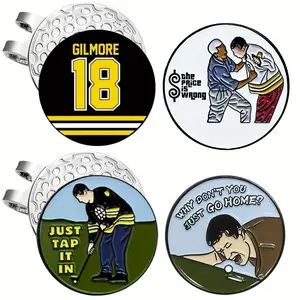 4 counts Happy Gilmore Golf Ball Markers Hat Clips, Golf Accessories for Men Father, Golf Ball Stamp, Funny Christmas Golf Gifts, Golf Gadgets