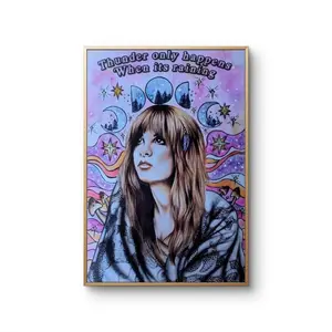 Stevie Nicks Thunder Only Happens When It's Raining Poster, Unframed Poster Fleetwood Mac Song Lyrics Wall Art, Boho Hippie Witchy Print, Vintage Rock Room Decor.