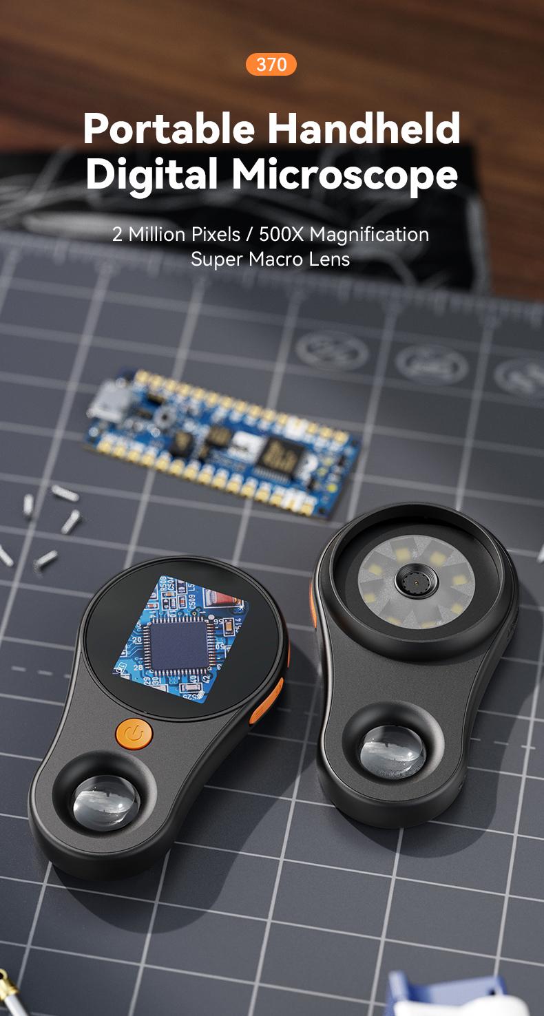 Portable Handheld Digital Microscope 400X Magnification 2MP HD Camera with Built-in Screen, USB Rechargeable Pocket Microscope for Electronic Repair, Soldering, Jewelry Inspection