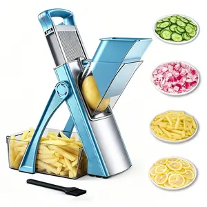 Multi-functional Vegetable Slicer with 4 Modes Shredding Matchstick Slicing Dicing Adjustable， Mother's Day giftThickness 0.1-8mm Stainless Steel Blades Safe Healthy Kitchen Tool Dicer Shredder Modern Cut，Spring picnic / Gifts / Portable