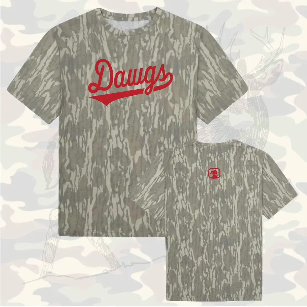 Mossy Oak Bottomland Camo Tee, Dawg Lettering Shirt, Georgia T-shirt, College Football Outfit, Gameday Tailgate Tee