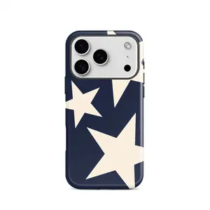 Dark blue background with white star pattern, durable and shockproof glossy two-in-one phone case, suitable for iPhone 17, 16, 15, 14, 13, 12, 11, X, Samsung and other series models. Can be given as a holiday gift to friends or family.