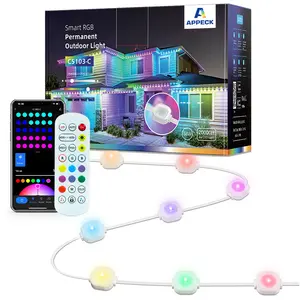 Appeck Smart Permanent Outdoor Lights, IP65 Waterproof Eave Lights with 16 Million Colors, 54 Scene Modes, for Year-Round Use, Holidays & Everyday Decorations, Works with Alexa and Google Assistant