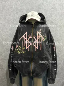 Sleep Token Washed Hoodie- Blooming Symbol Print Vintage Washed Sweatshirt, Washed Zip Up Hoodie Gift For Fan Sleeves With Designs ab1