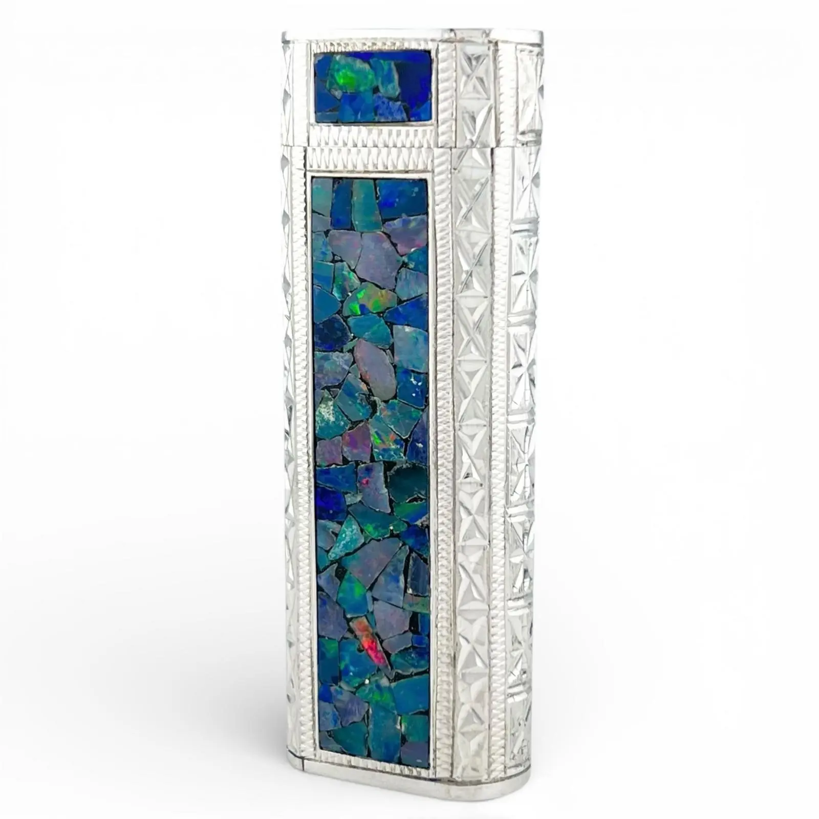 Pre-owned Cartier Sterling Silver 925 (Ag925) Small Leather Goods Mosaic Lighter