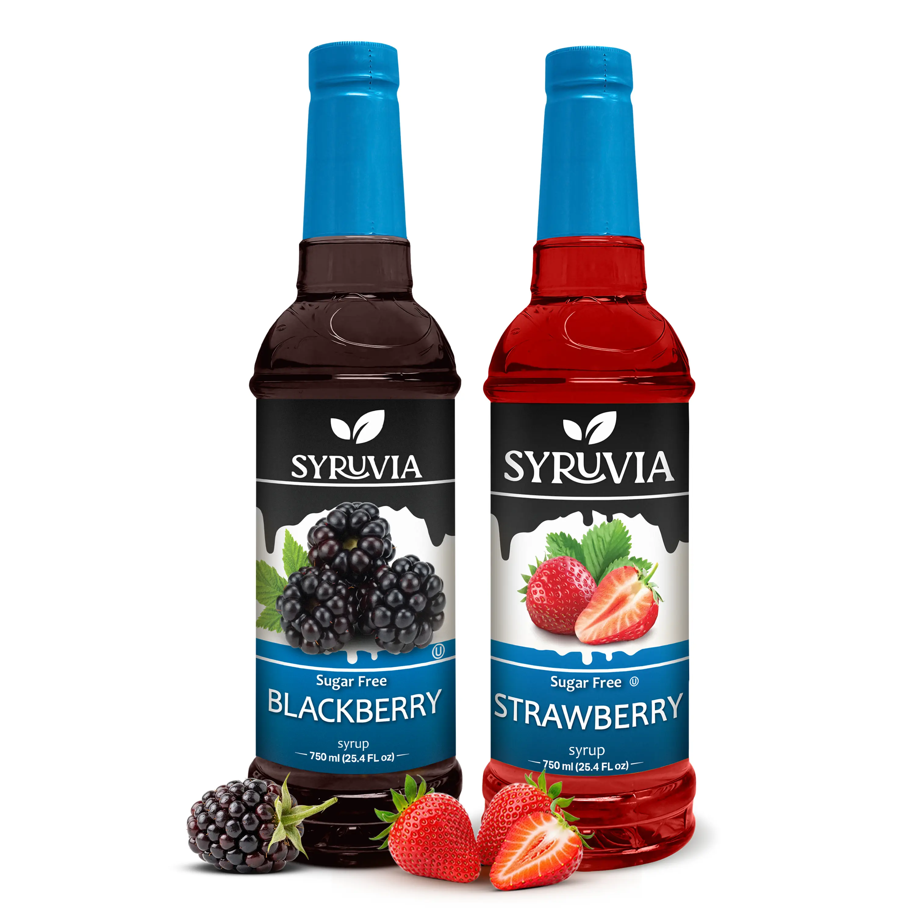 Syruvia Sugar Free Fruit Syrup Variety Pack – Blackberry & Strawberry Syrups – 25.4 fl oz – for Cocktails, Mocktails & Lemonades (2-Pack)