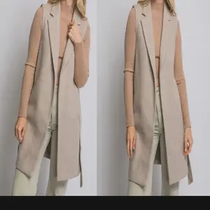 VANNESA06 Notched Lapel Sleeveless Coat 100% Polyester Women's Fashionable Long Vest for Layering