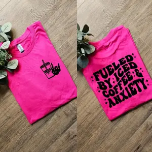 fueled by iced coffee and anxiety retro humor coffee lover tee