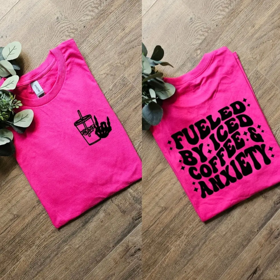 fueled by iced coffee and anxiety retro humor coffee lover tee fueled by iced coffee and anxiety retro humor coffee lover tee