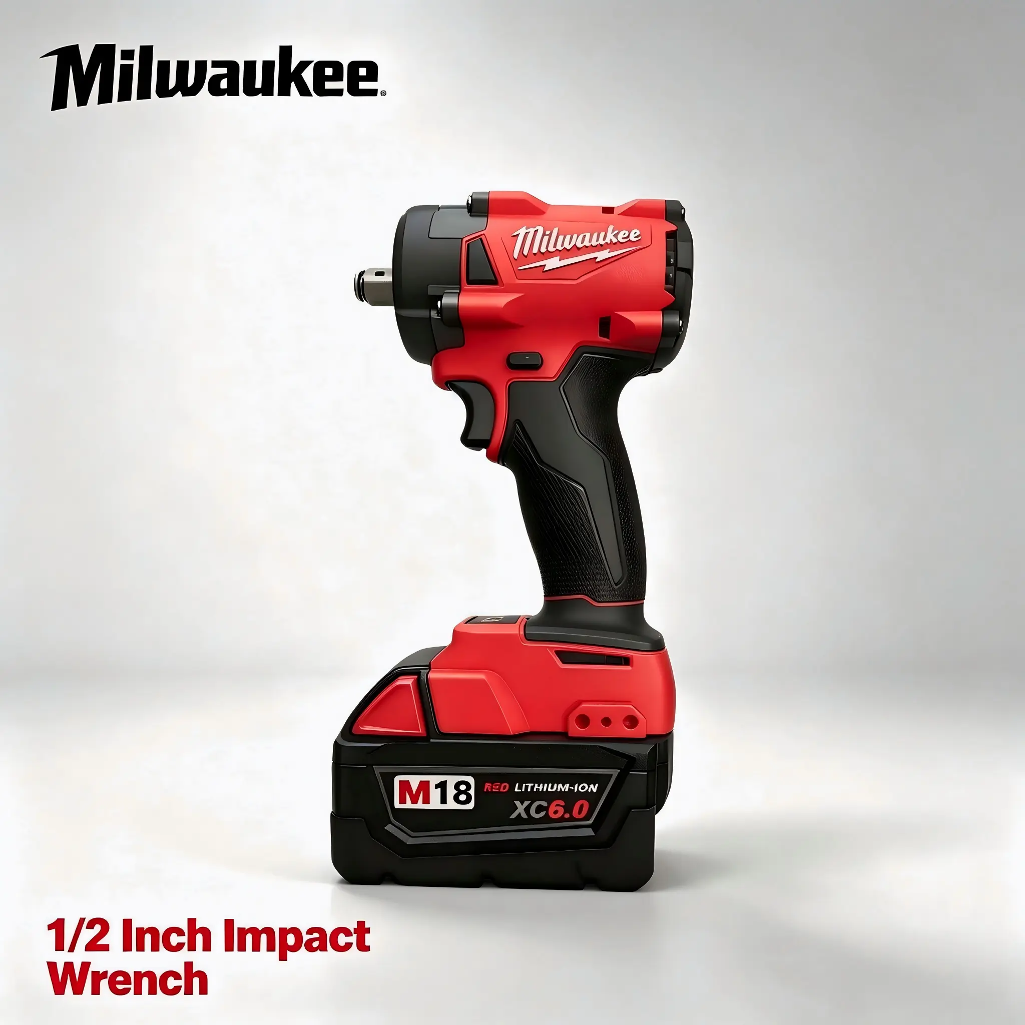 Milwaukee M18 FIW212 18V Brushless Cordless Impact Wrench Cordless Combo Kit - 1/2 in Square Drive, Variable Speed DIY Power Tools with Batteries, Charger, LED Lights for Auto Tire Replacement & Household Fastening, Anti-Slip Grip