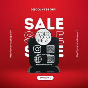 Custom Business Display Sign - Customizable QR CODE Display with Your Logo, Social Media with or without Square Reader Holder ,Ideal for Showcasing Your Brand and Business