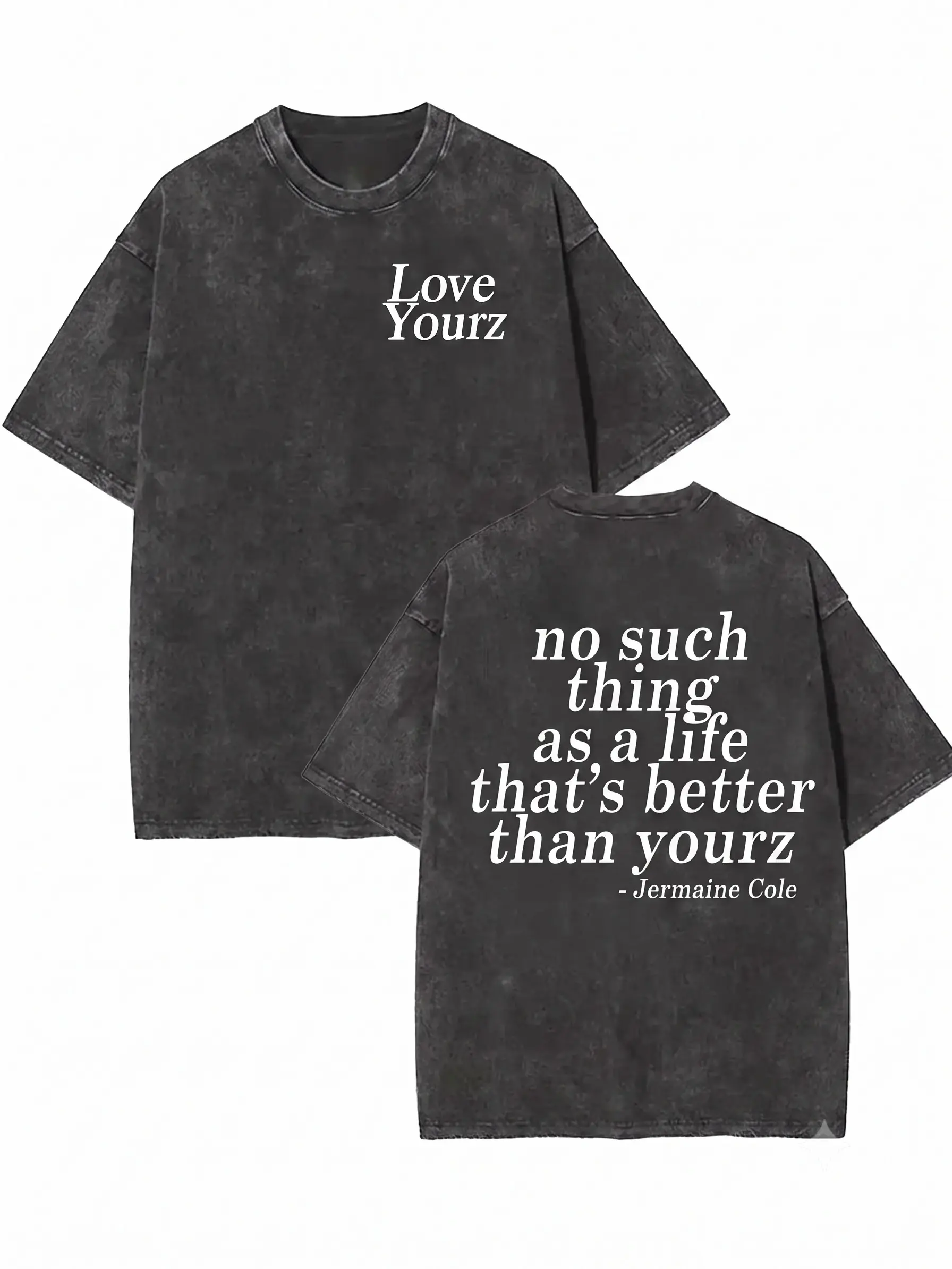 Men's Short-Sleeve Cotton Casual Distressed Festive T-Shirt - J Cole Dreamville Love Yourz Lyrics Graphic (Version 2), Menswear Tops, T-Shirt Swap Item, Shortsleeve, Round Neck, Cotton Fabric, Graphic Print, Whimsical Fun