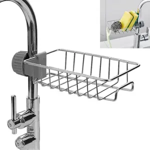 Kitchen Faucet Organizer Rack - Sponge Holder, Scrub Daddy Sponge, Dish Brush Stand, Soap Holder, Stainless Steel Multifunction Sink Caddy kitchen sink sponge holder