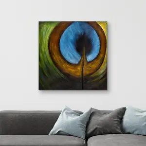 360 Stand Peacock Animal Feathers Nature Wall Artwork - 32x32 in High-Def Print Artistic Photo, Living Room Home Decor, Ideal Gift for Home Supplies Enthusiasts, Decoration