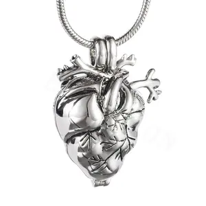 Anatomical Heart Urn Necklace Zinc Alloy Openable Pendant For Ashes Perfume Daily Wear Memorial Jewelry Valentine's Day Gift