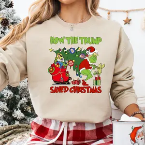 How The Trump Saved Christmas Sweatshirt, Funny Trump Christmas Sweater, Green Trump Hoodie, Funny Political Sweater, Trump Victory Hoodie