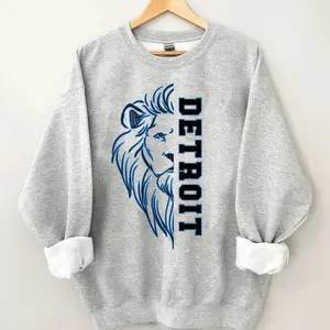 [SALE OFF TO 35%] Vintage Detroit Football Sweatshirt, Detroit Football Sweater, Classic Detroit Crewneck, Lions Fan Apparel
