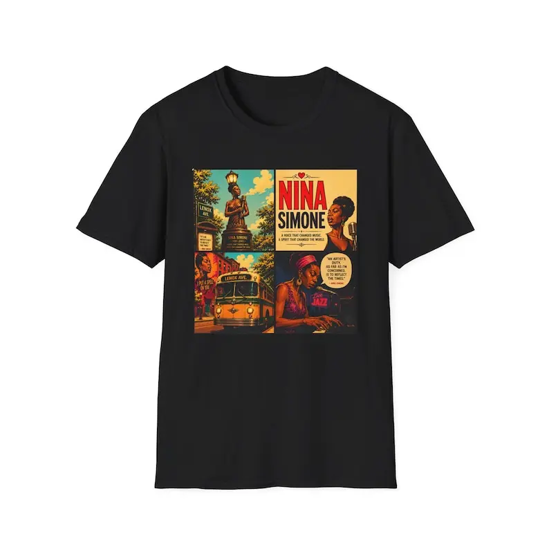 Nina Simone Retro Poster T-Shirt | Vintage Music Collage Tee