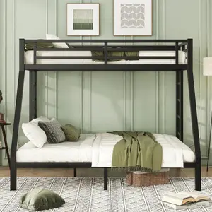 Metal Twin XL over Queen Bunk Bed for Teens and Adults,Space-Saving/Noise Reduced/No Box Spring Needed, Old SKU W1307S00045-W1307P224458