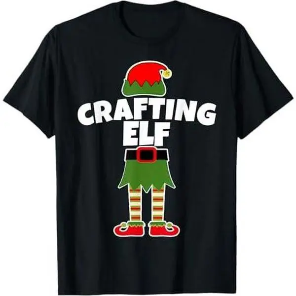 CRAFTING ELF Christmas T Shirt Arts & Crafts Lovers Crafters