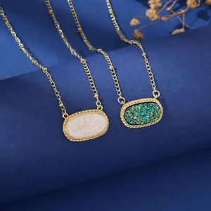 Oval Design Pendant Necklace, Copper, Fashionable Everyday Wear For Women