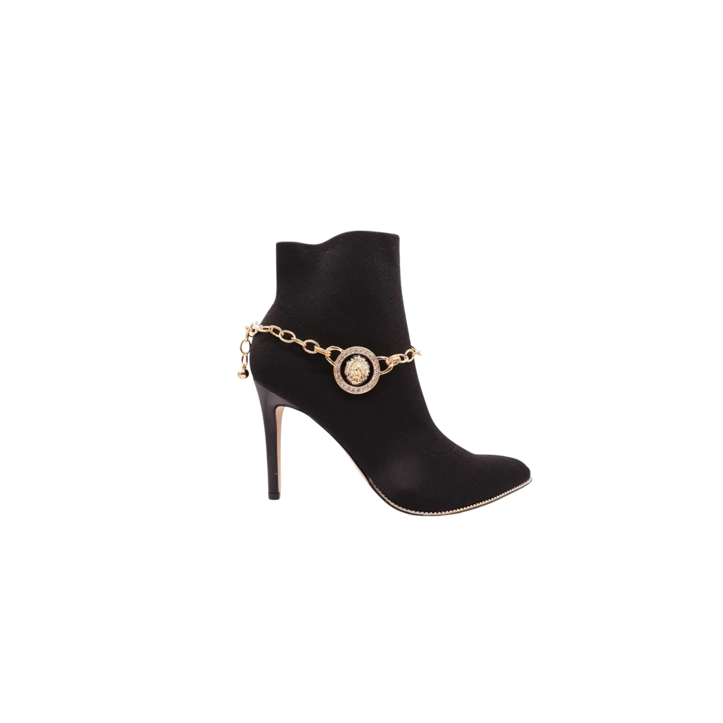 Women Western Fashion Gold Metal Boot Chain Bracelet Shoe Anklet Lion Charm Double Sides
