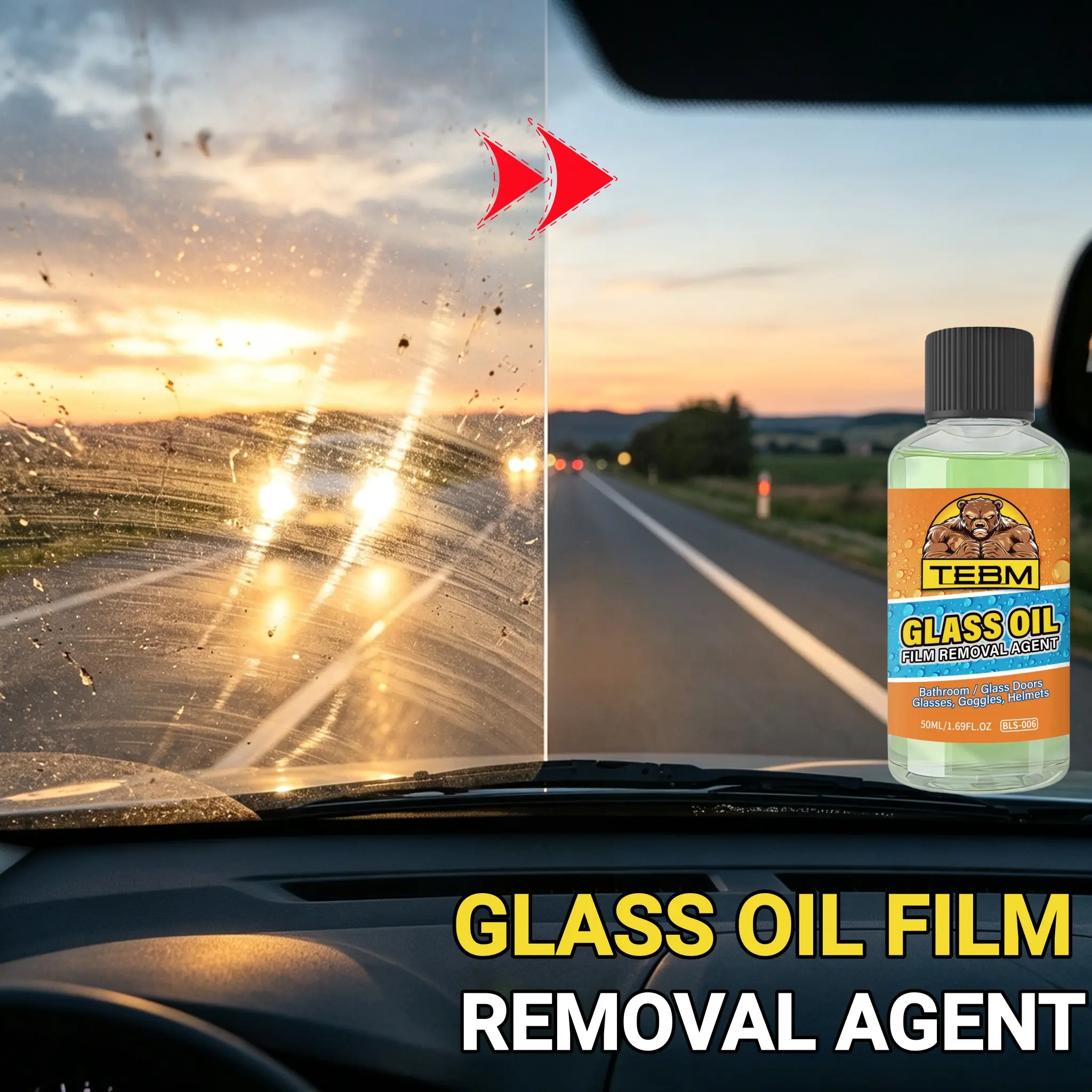 Automobile windshield cleaner/universal glass plating crystal anti-sewage, suitable for removing stains, preventing water stains and fogging, efficient and lasting