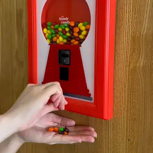 1 piece wall mounted red candy dispenser, photo frame design candy box twister, hanging candy photo frame box, candy box, convenient and quick to dispense candy, nuts, also suitable for filling pet snacks, Christmas decorations, Christmas gifts