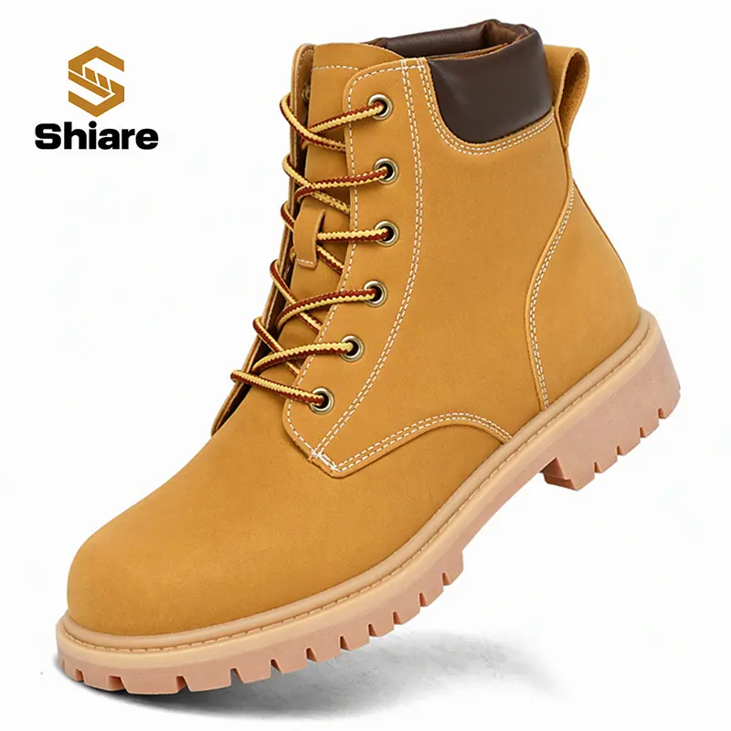 Shiare Men's Chukka Boots PU Leather  Professional Lace-Up Work Boots Ankle Boots for Everyday Wear