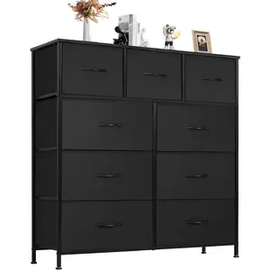 Dresser For Bedroom With 9 Fabric Drawers Wardrobe Steel Frame Assembly Closet For Clothes Storage Display Cabinet Of Furniture Nine-Drawer Fabric
