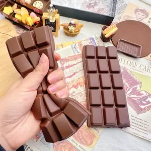 Realistic Chocolate Squishy Slow Rebound Fidget Toy, Soft Food Shaped Squeeze Sensory Hobby Play Toy, Stress Relief Decompression Desk Decor, Fun Leisure Play Gift for Kids Teens Adults, Cute Novelty Party Favor & Daily Hobby Collectible Toy