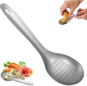 Garlic Grinders Grating Spoons,Stainless Steel Garlic Grinders,Grater Grinder Spoon,Ginger Grater Grinder for Cheese Onion Fruits Vegetable Ginger Crusher Kitchen Tools 1 Piece