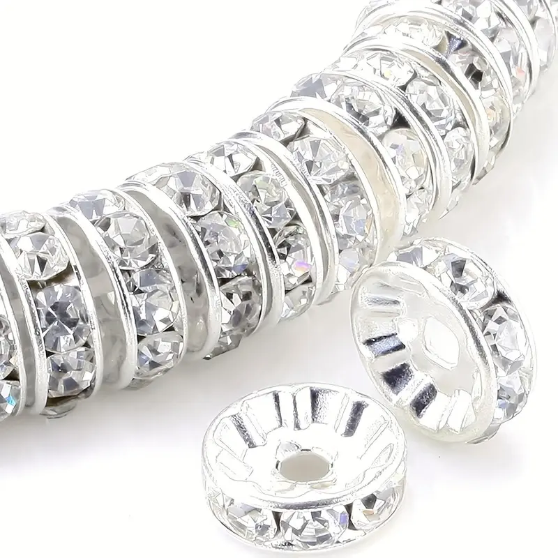 100pcs Rondelle Spacer Beads, 6/8/10Mm ABS Resin Loose Beads for Jewelry Making, DIY Bracelet Crafting Supplies, Decoration Items, Decorations Accessories, Decor Accessory