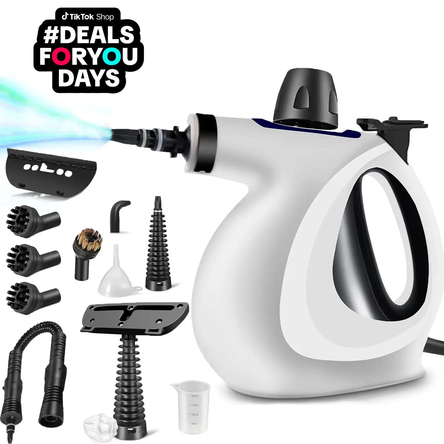 1200W Powerful Handheld Steam Cleaner with Detergent Container and Safety Lock with 12 Accessories, Multi-Purpose Pressurized Handheld Steamer/Steam M