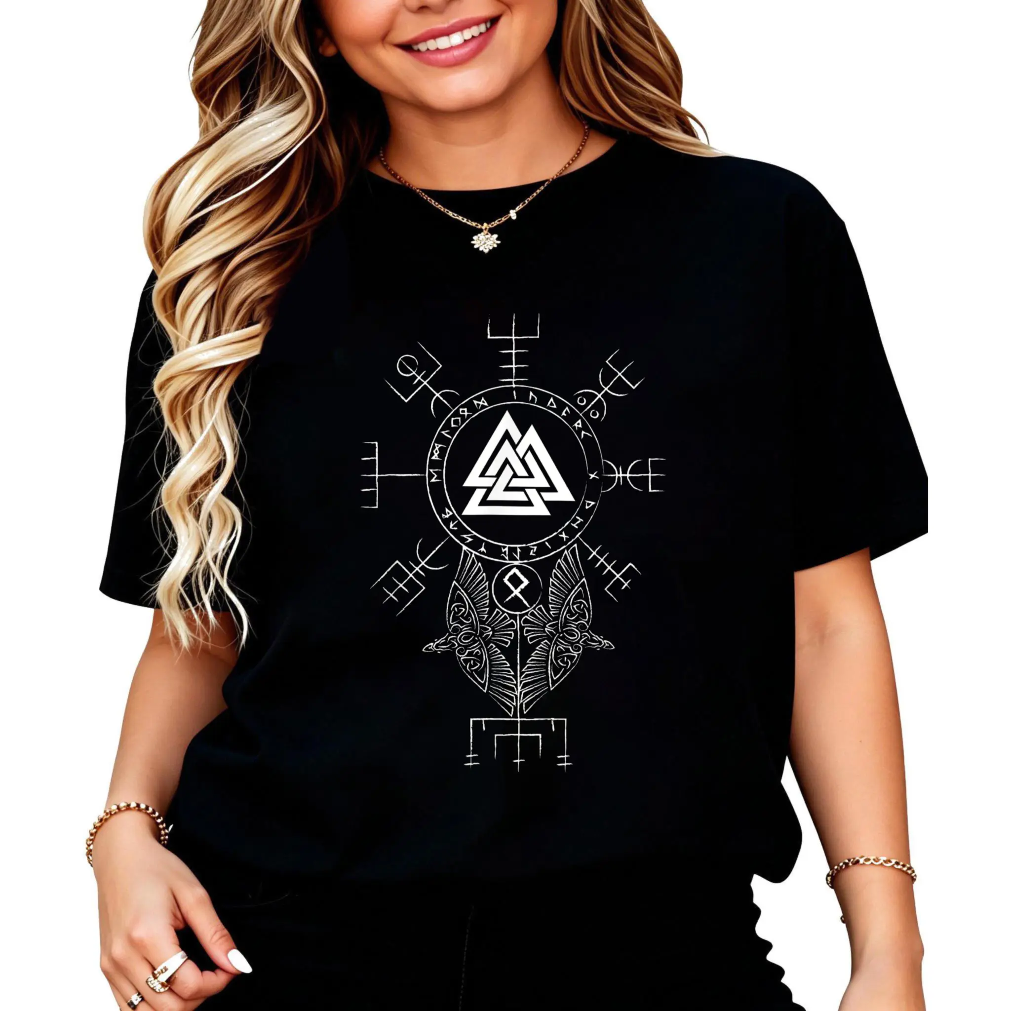 Norse Symbol - Celtic Compass Vegvisir - Viking Valknut Short Sleeve T-Shirt