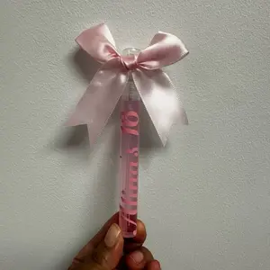 Alina's 16 Pink Bow Decorative Bottle with Pink Ribbon and "Alina's 16" Text